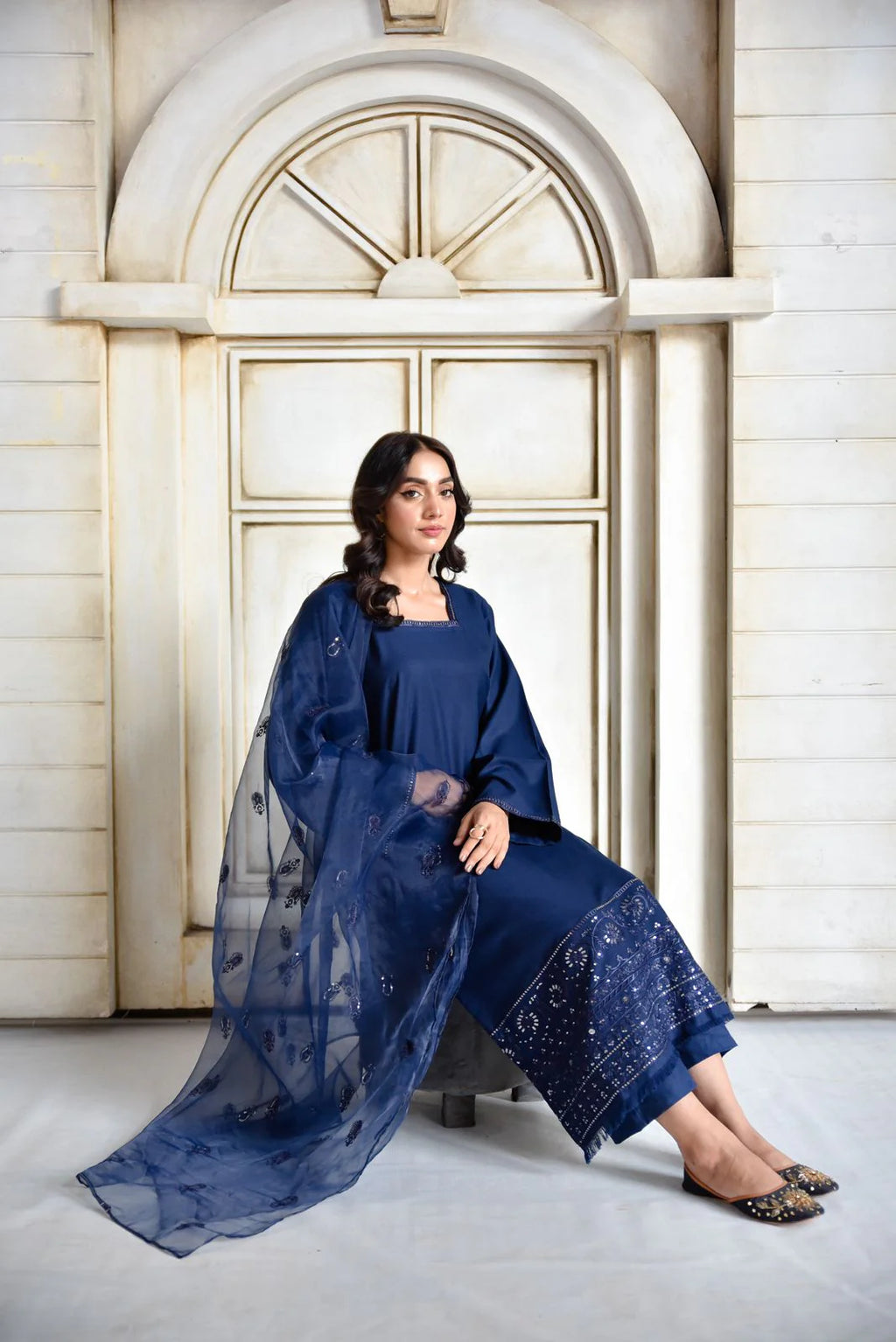 Azure Blue Full Sleeves | 3-Piece Stitched Suit