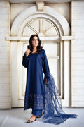 Azure Blue Full Sleeves | 3-Piece Stitched Suit