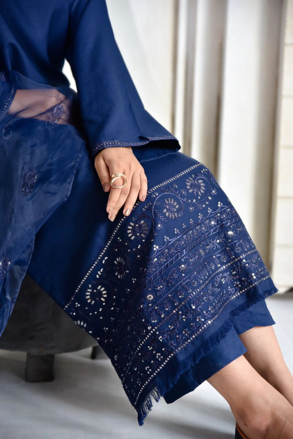 Azure Blue Full Sleeves | 3-Piece Stitched Suit