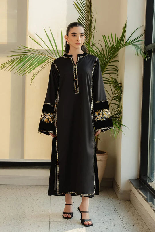 Midnight Flower Embroidery Stiched|3-Piece