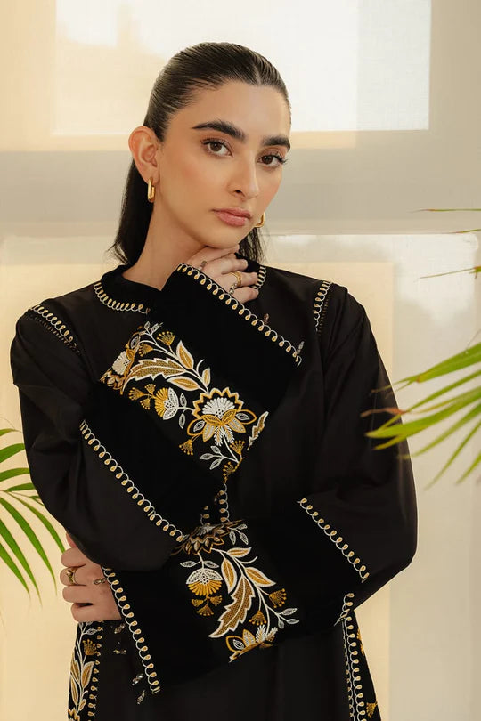 Midnight Flower Embroidery Stiched|3-Piece
