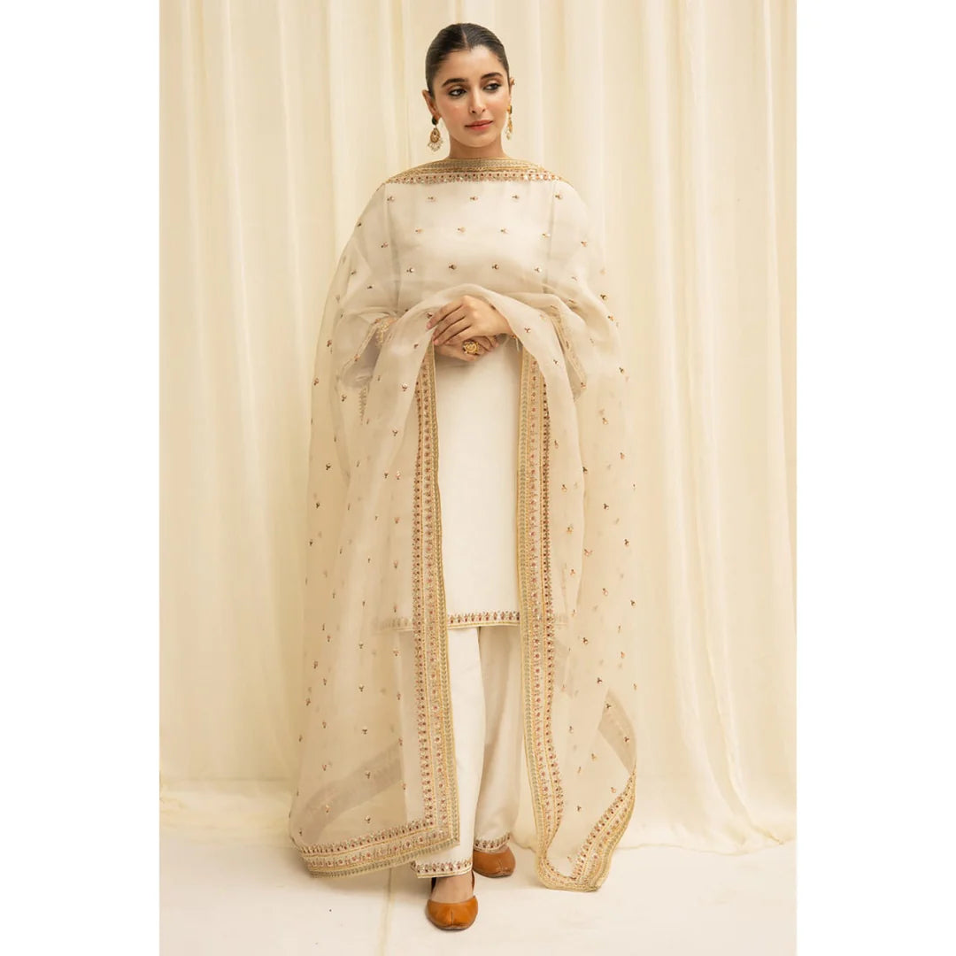 Crystal Bloom Embroidery |3-Piece Stitched Dress