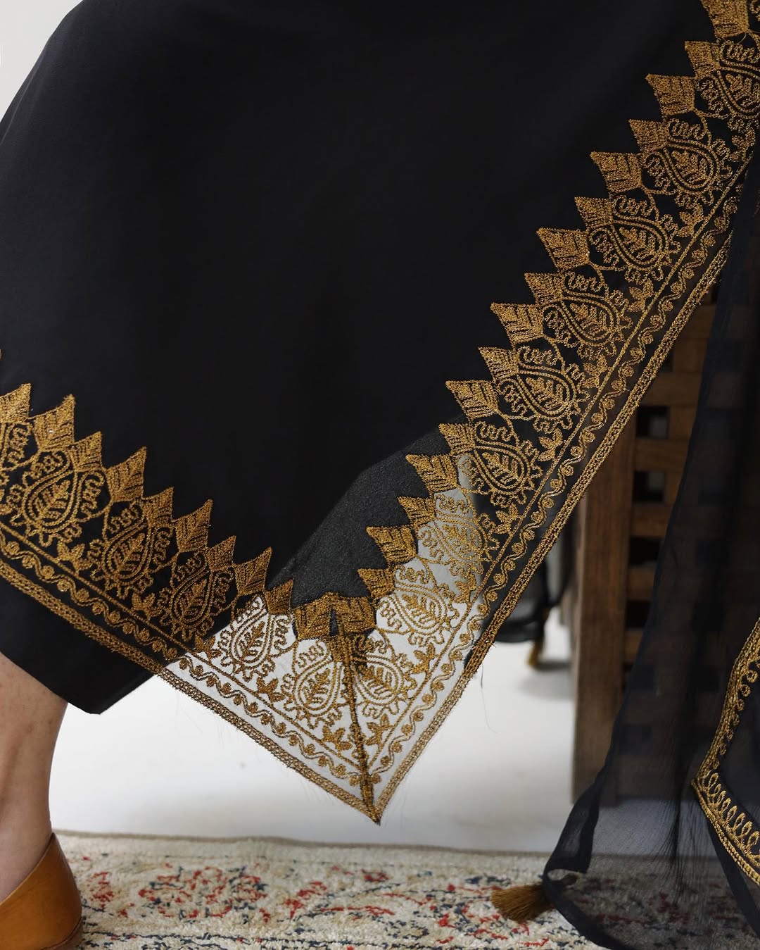 Black Rose Full Sleeves Stitched Dress