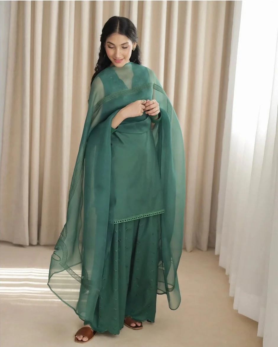 Zinc Green 🌿 Full Sleeve's Stitched Dress