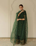 Deep Green Embroidered Lawn 3-piece Stiched Dress