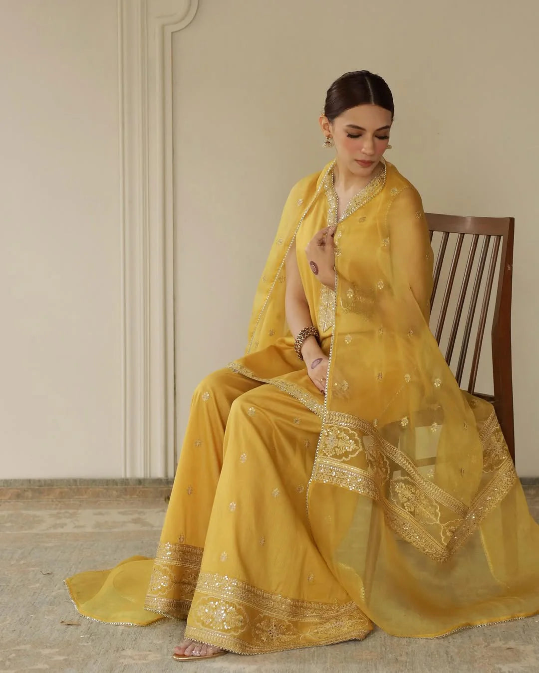 Yellow Embroidered Lawn Stitched Dress
