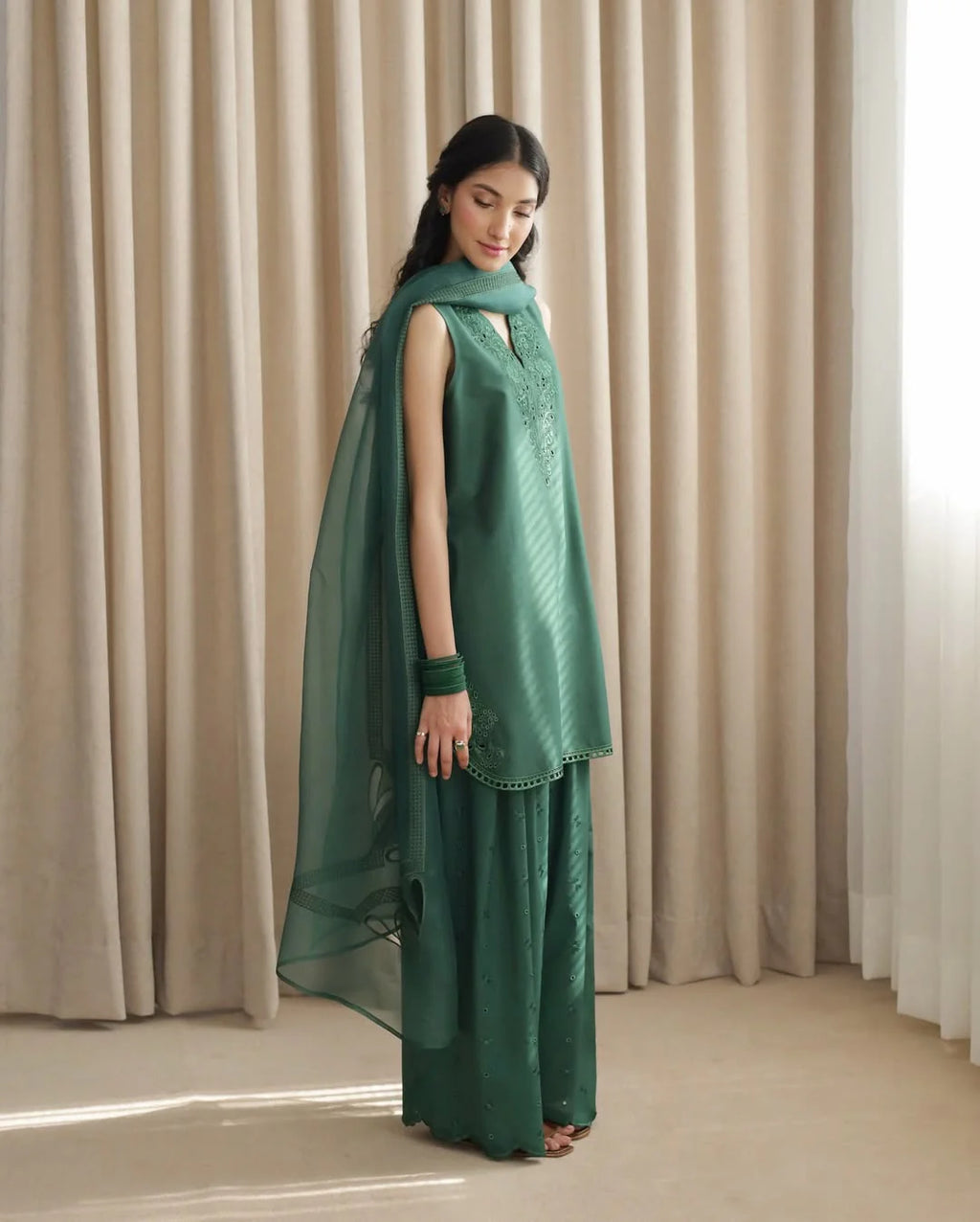 Zinc Green 🌿 Full Sleeve's Stitched Dress