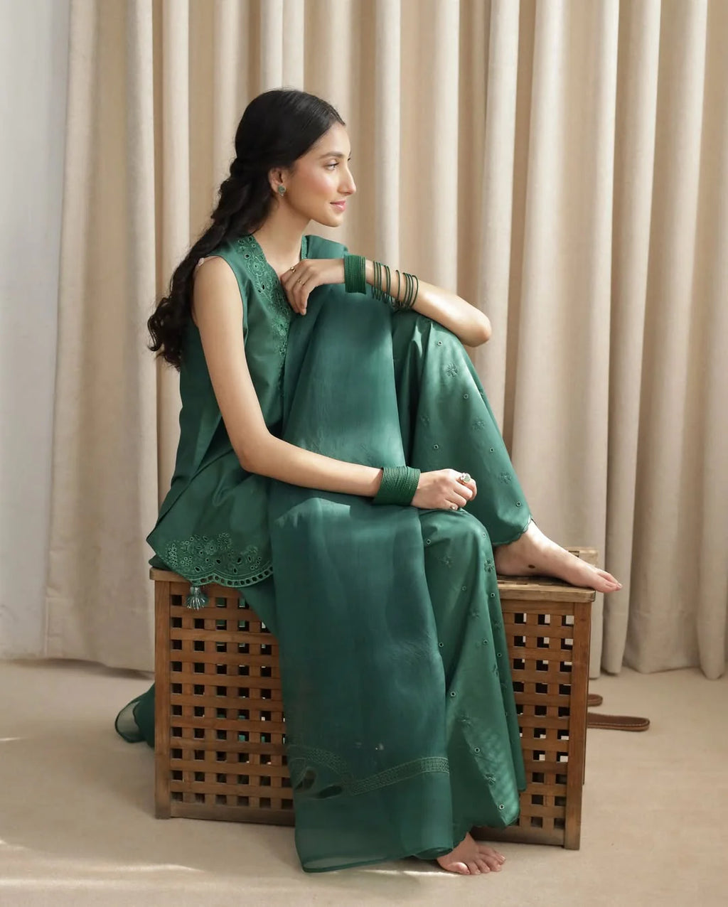 Zinc Green 🌿 Full Sleeve's Stitched Dress