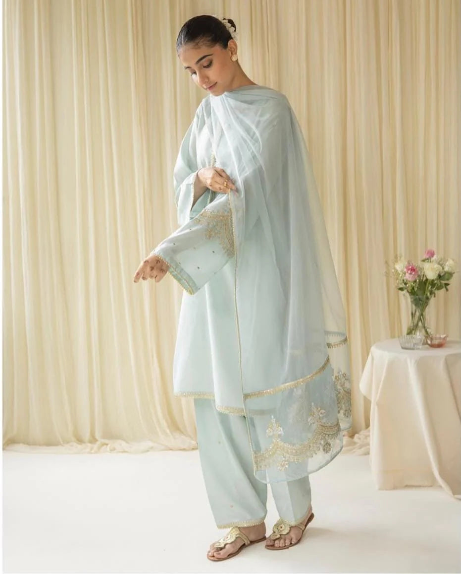 Ocean haze 3-piece Stiched Dress