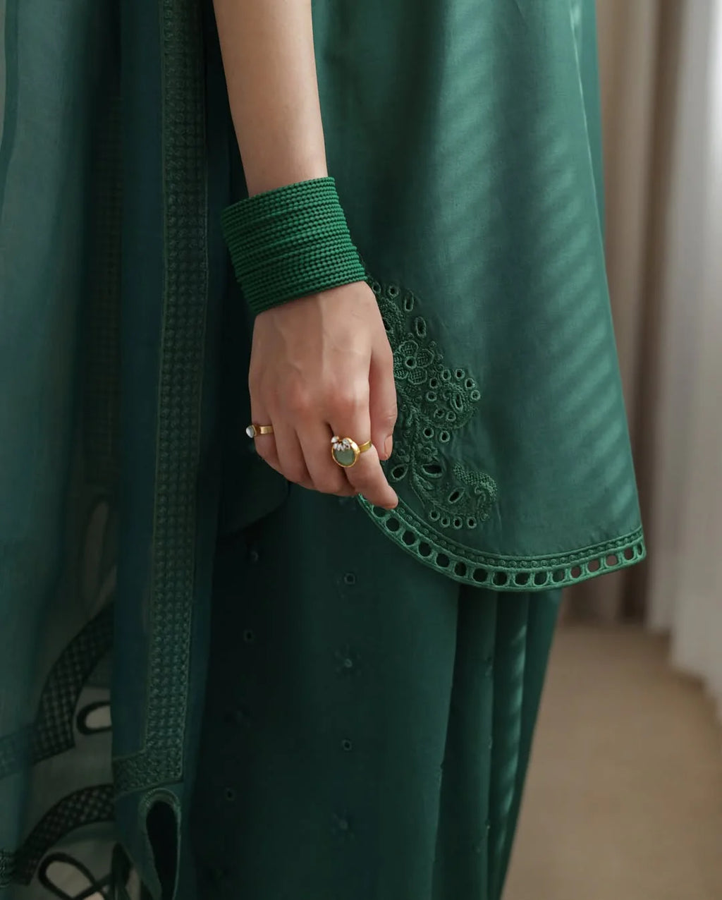 Zinc Green 🌿 Full Sleeve's Stitched Dress