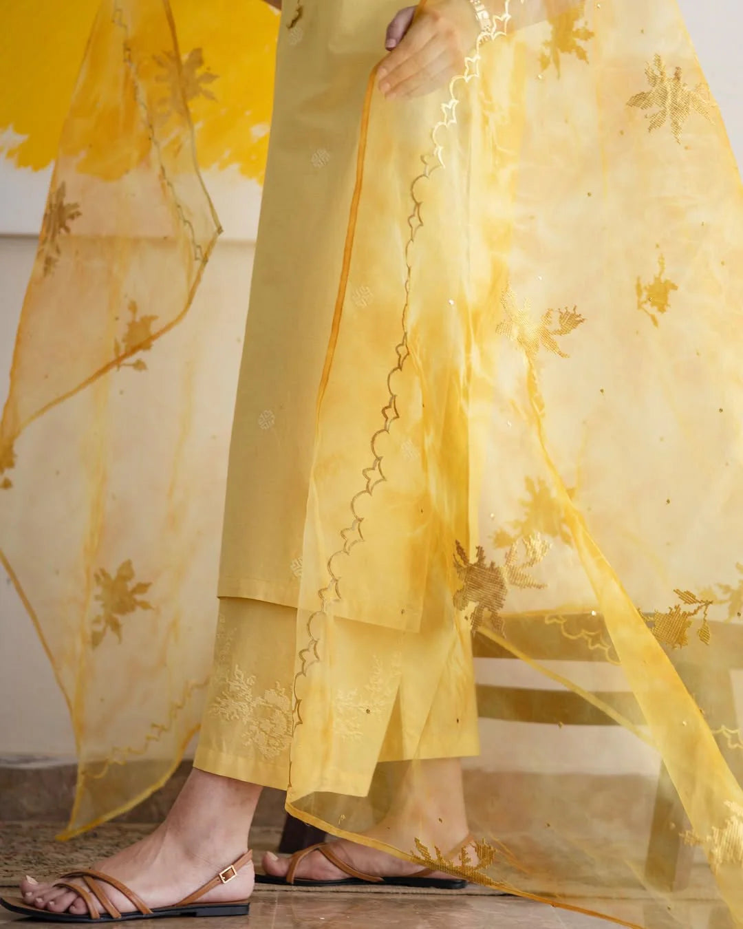 Mellow Yellow Full Sleeve 3-piece Stiched Dress