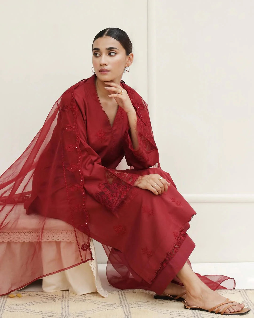 Cherry Chill Lawn 3-piece Stiched Dress