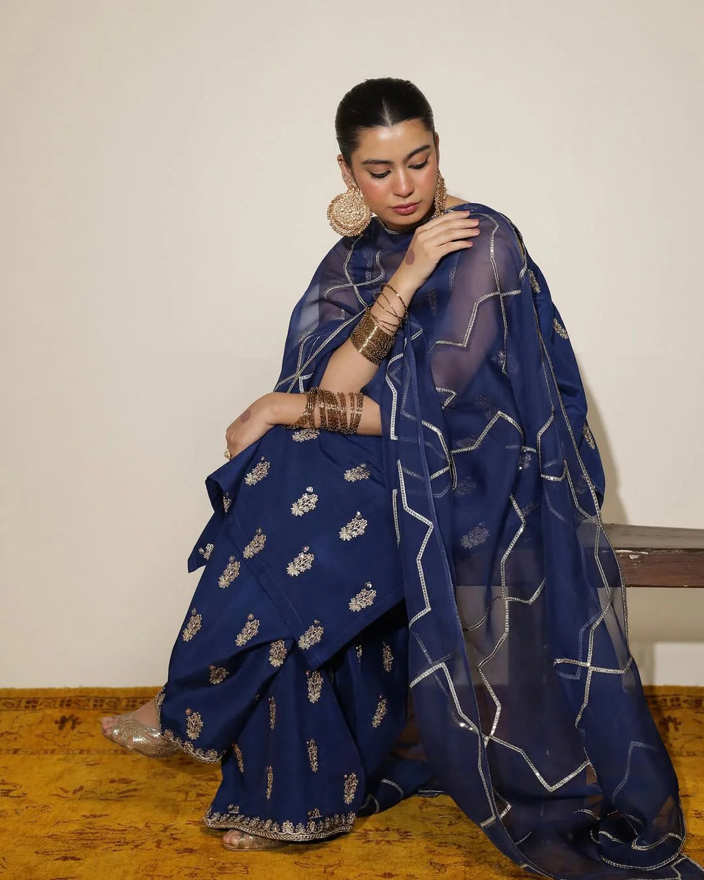 Cobalt blue 3-piece Stiched Dress