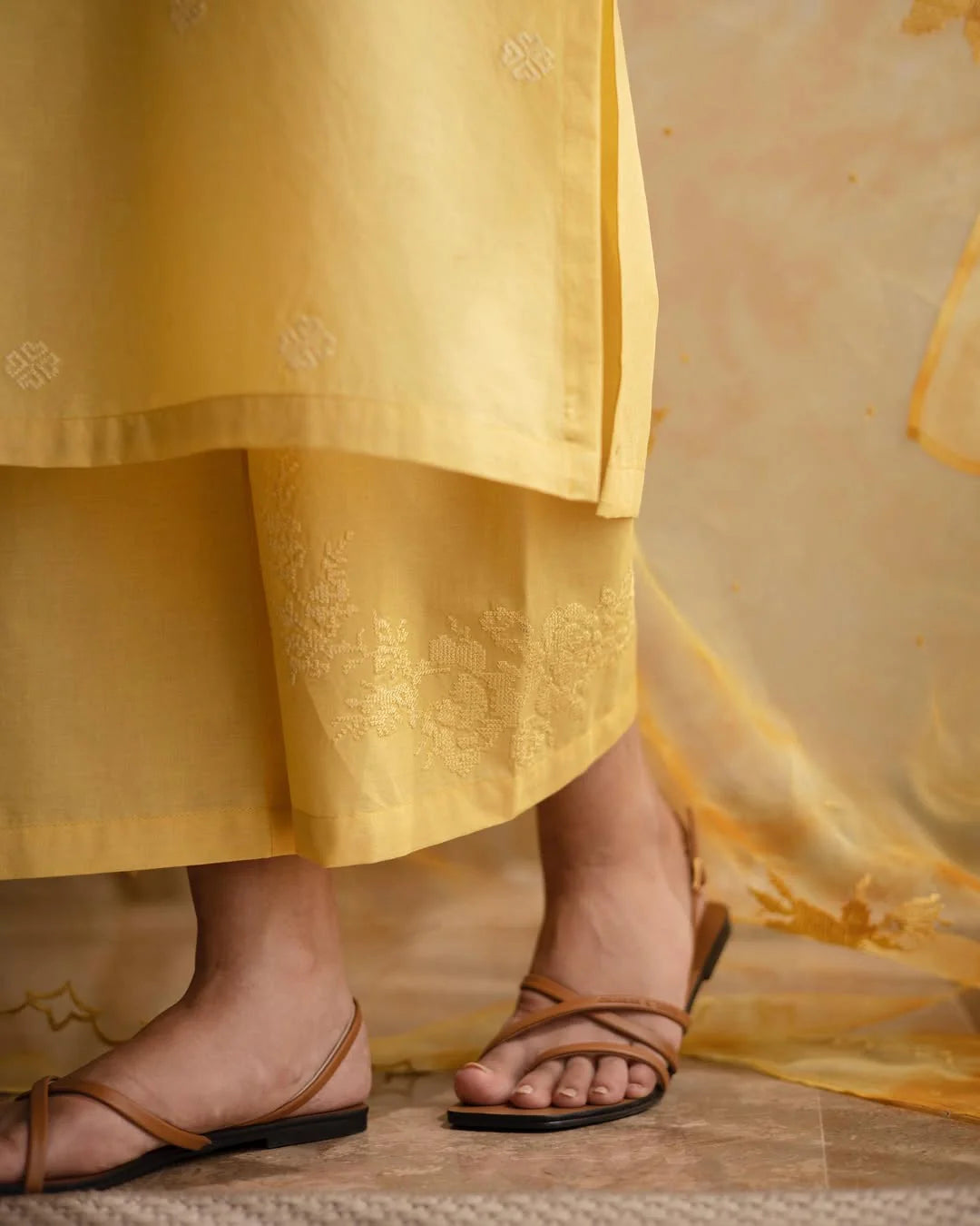 Mellow Yellow Full Sleeve 3-piece Stiched Dress