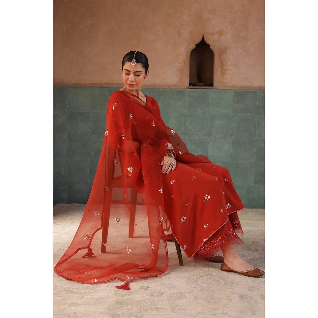 Burnt Orange Outfit Lawn Dress