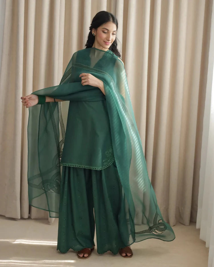 Zinc Green 🌿 Full Sleeve's Stitched Dress